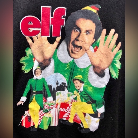🪽Elf Movie Will Ferell Black Crewneck Xmas Sweatshirt Ugly Sweater - Picture 4 of 8